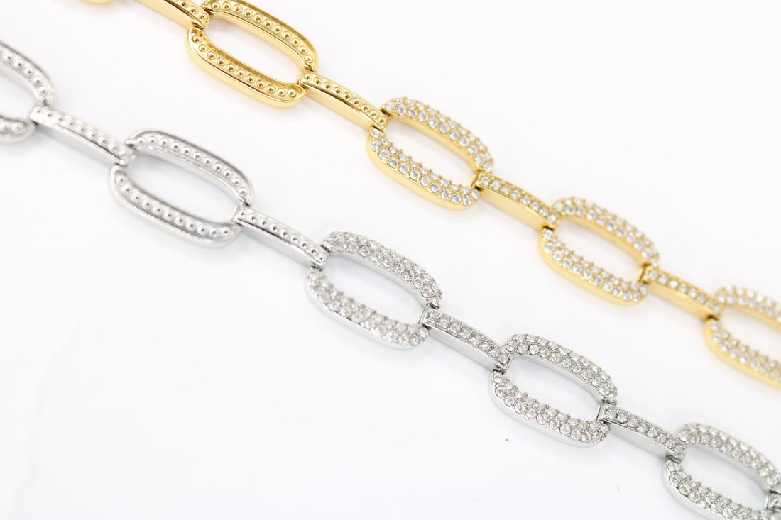 Bracelet Lana – Bracelet chaîne doré ou argenté à maillons brillants