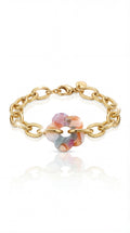 ✨ Bracelet Mathilda – Fleur marbrée & maillons dorés