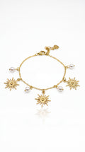 Bracelet Lyna – Pampilles Soleils & Perles en Acier Inoxydable