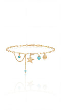 Bracelet "Calvi" – Maille Trombone & Pampilles Marines : Étoile de Mer, Coquillages et Perles Turquoise