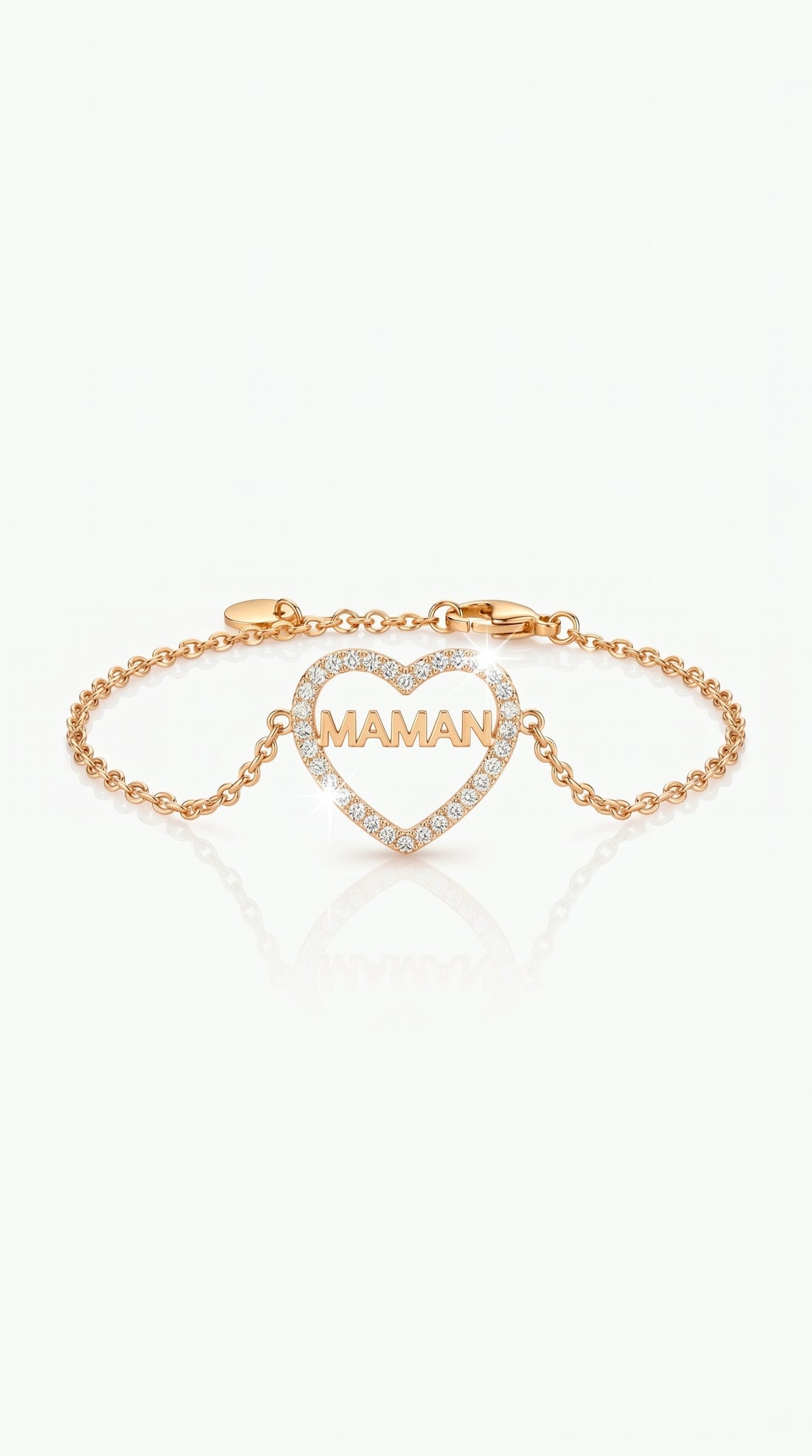 Bracelet Maman – Cœur Serti & Message Gravé